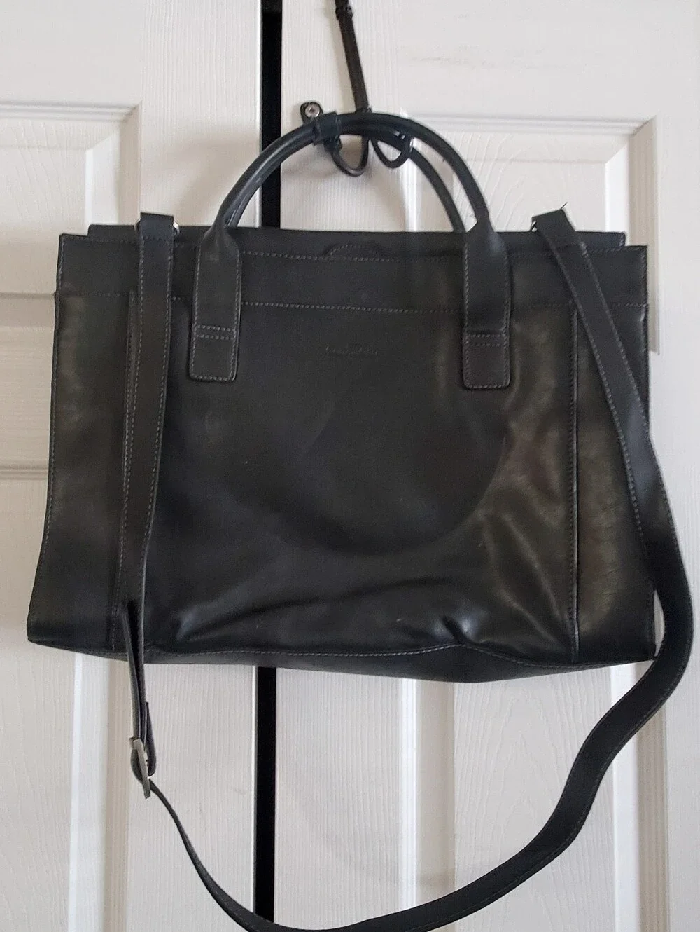 COMPUCASE BLACK LEATHER LAPTOP CASE. BRIEFCASE. OFFICE BUSINESS.